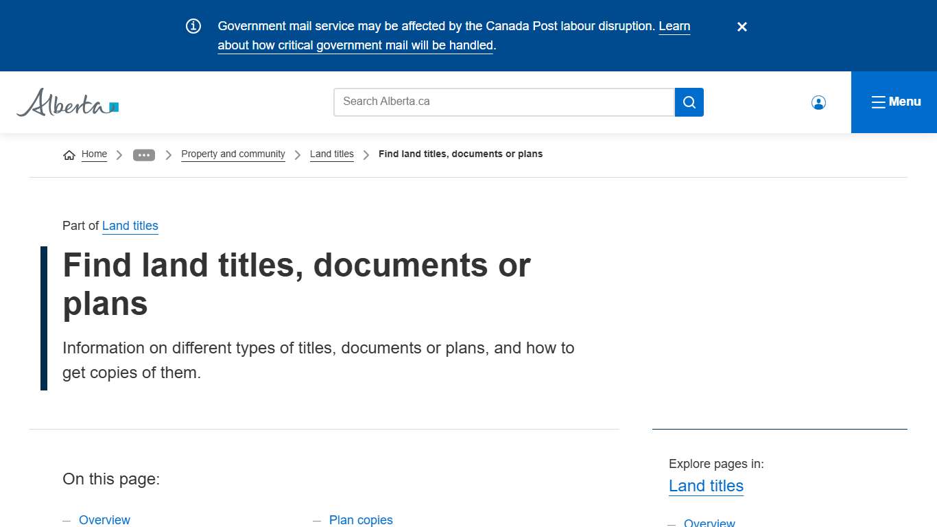 Find land titles, documents or plans | Alberta.ca
